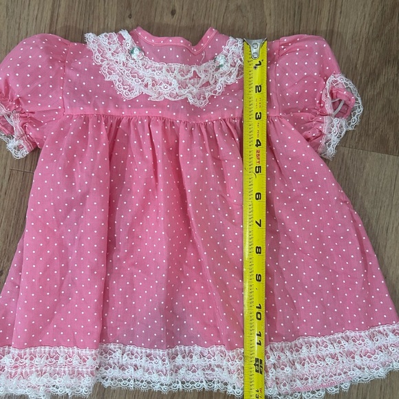 VTG 80s WINNIE THE POOH FLORAL‎ EYELET SEARS PRARIE BIB DRESS 12m 26-31lbs USA - Picture 3 of 16